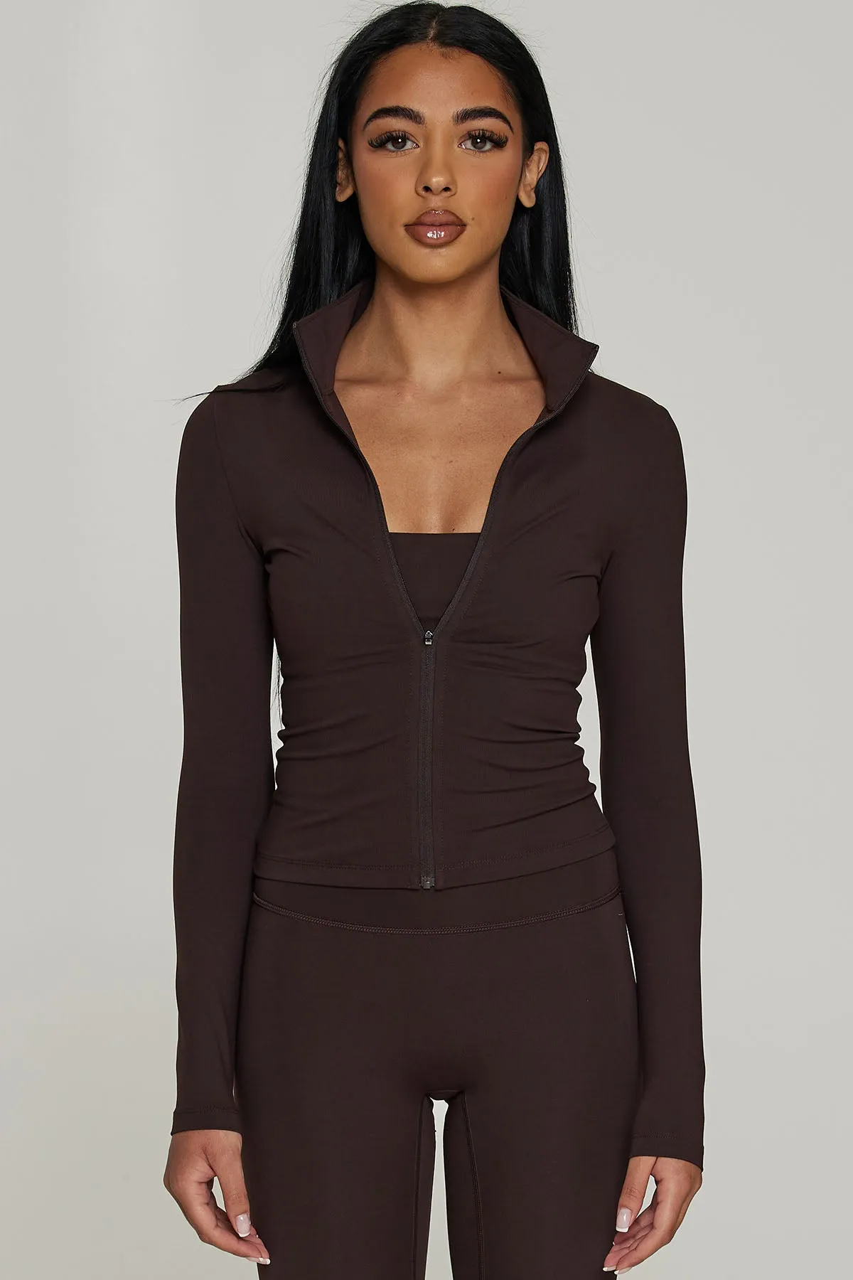 CLASSIC FIT ZIP UP - BLACK COFFEE sold by Azur Fit