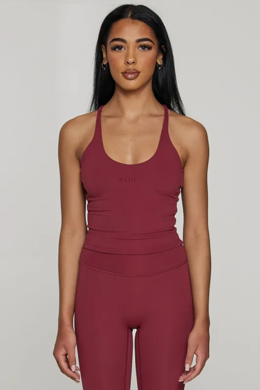 CLASSIC FIT HALTER TANK - CHERRY NOIR sold by Azur Fit