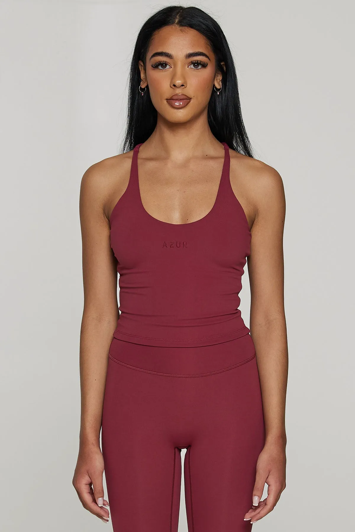 CLASSIC FIT HALTER TANK - CHERRY NOIR sold by Azur Fit