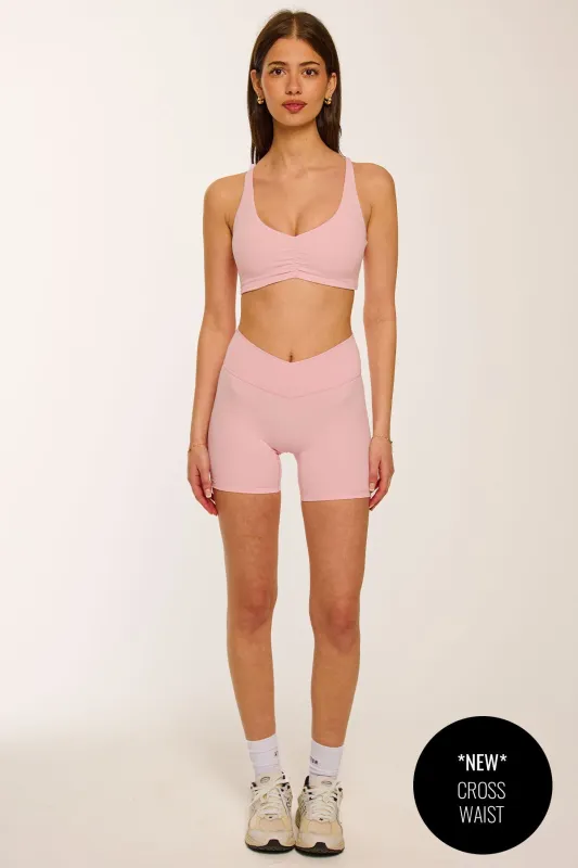 CLASSIC FIT CROSS WAIST SHORTS - BLUSH sold by Azur Fit