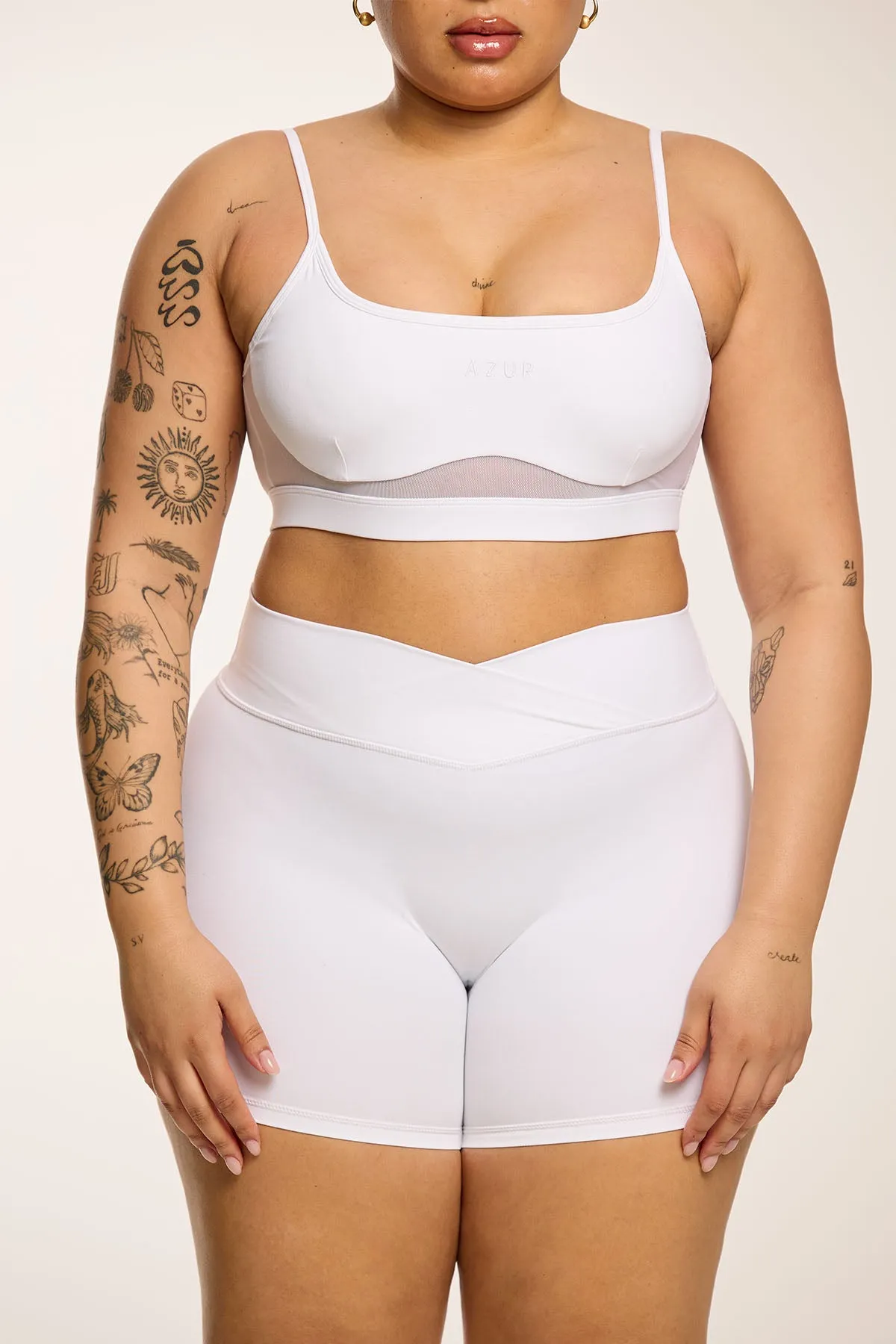 CLASSIC FIT CROSS WAIST SHORTS - WHITE sold by Azur Fit product image thumbnail 5