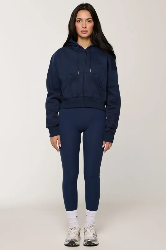 CLOUD CROPPED ZIP UP - LAKE made by Azur Fit