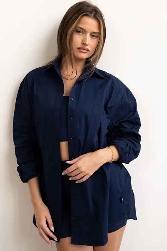 COTTON BUTTON DOWN - LAKE sold by Azur Fit