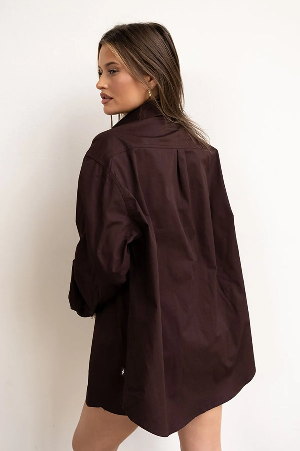 COTTON BUTTON DOWN - MOCHA sold by Azur Fit product image thumbnail 2