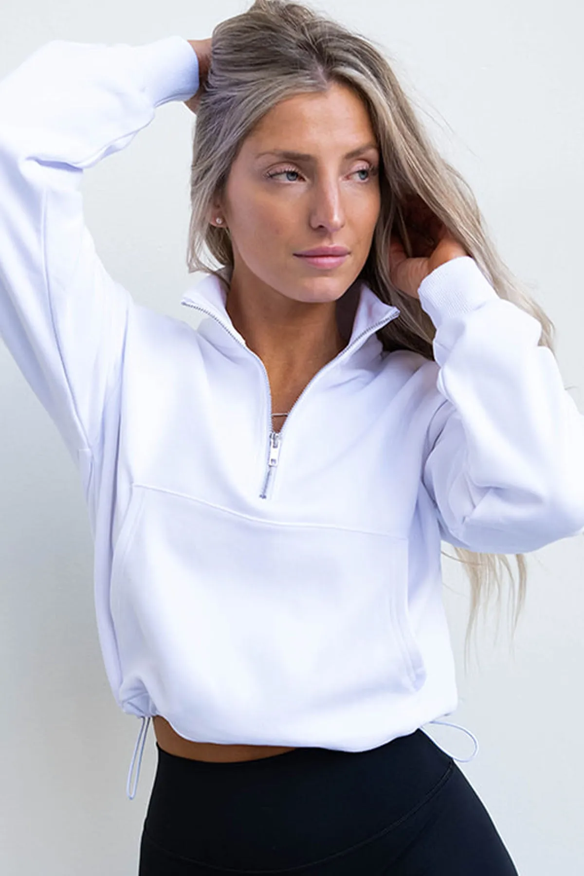 HALF ZIP - WHITE sold by Azur Fit
