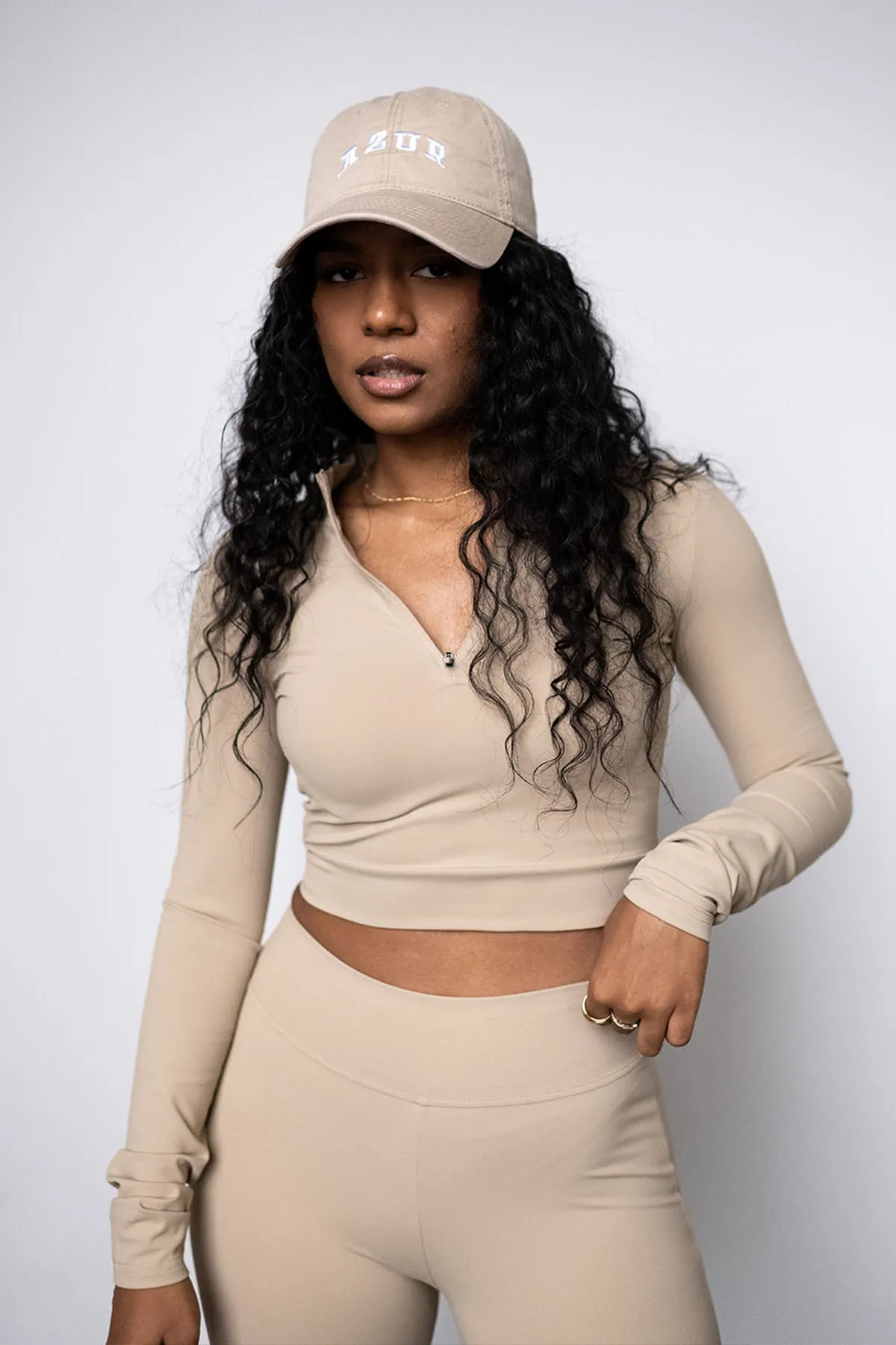 CLASSIC FIT CROP ZIP - COOKIE sold by Azur Fit product image thumbnail 3