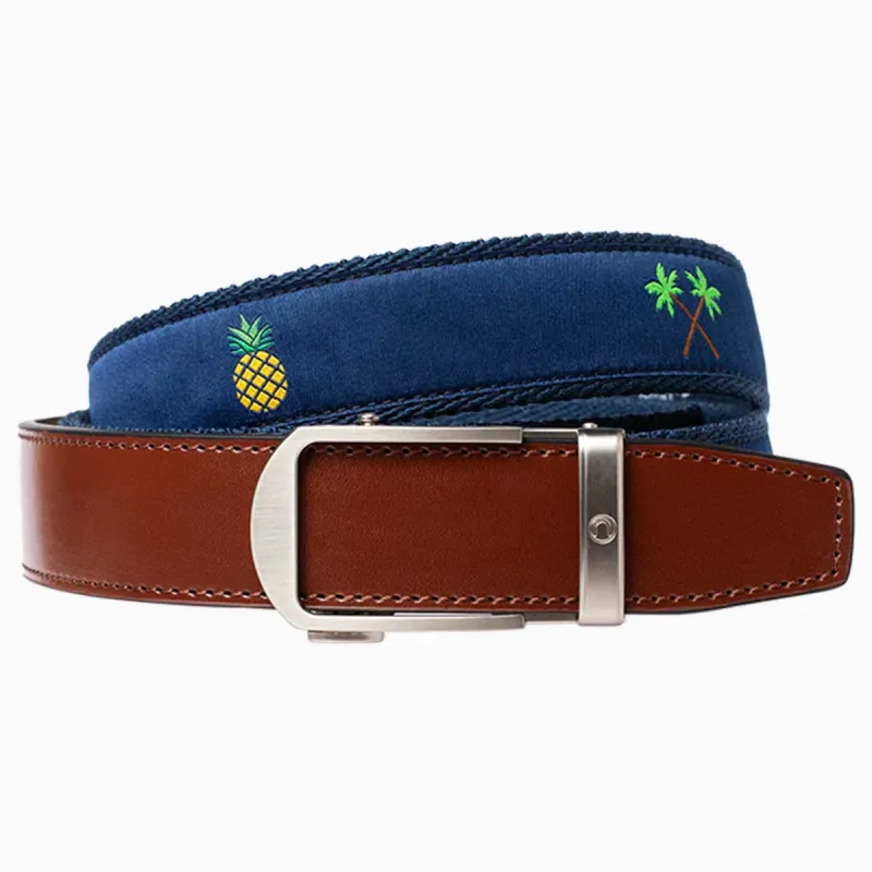 Hampton Pineapple Beach Ribbon Ratchet Belt 1.38" [35mm] sold by Nexbelt