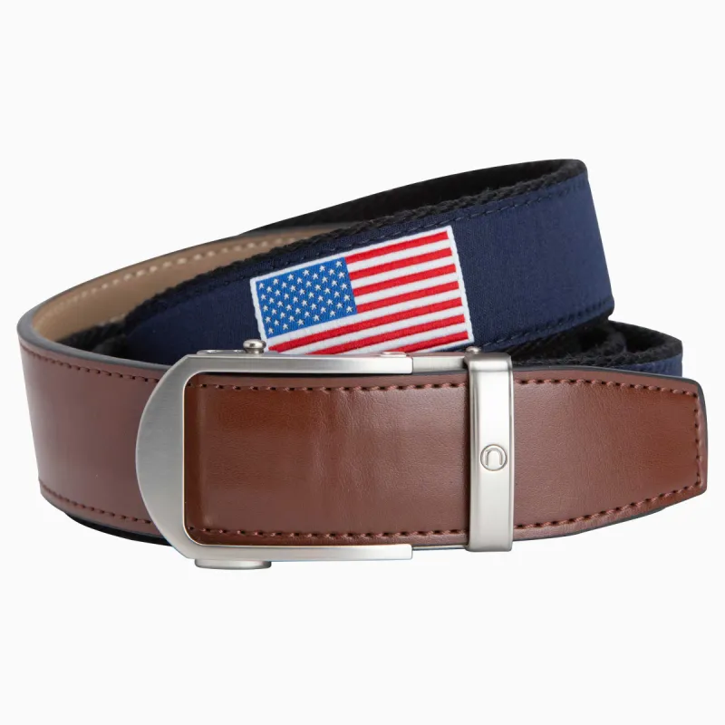 Hampton USA Flag Golf Ribbon Ratchet Belt 1.38" [35mm] sold by Nexbelt