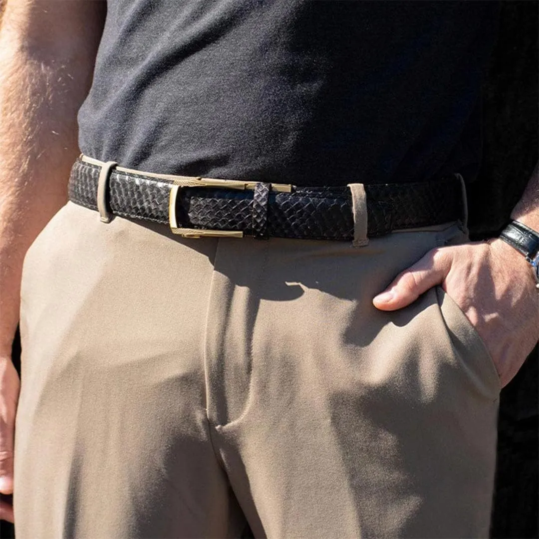 Serpent Black and Taupe, 1 3/8" Strap, Luxury Ratchet Belt sold by Nexbelt product image thumbnail 3