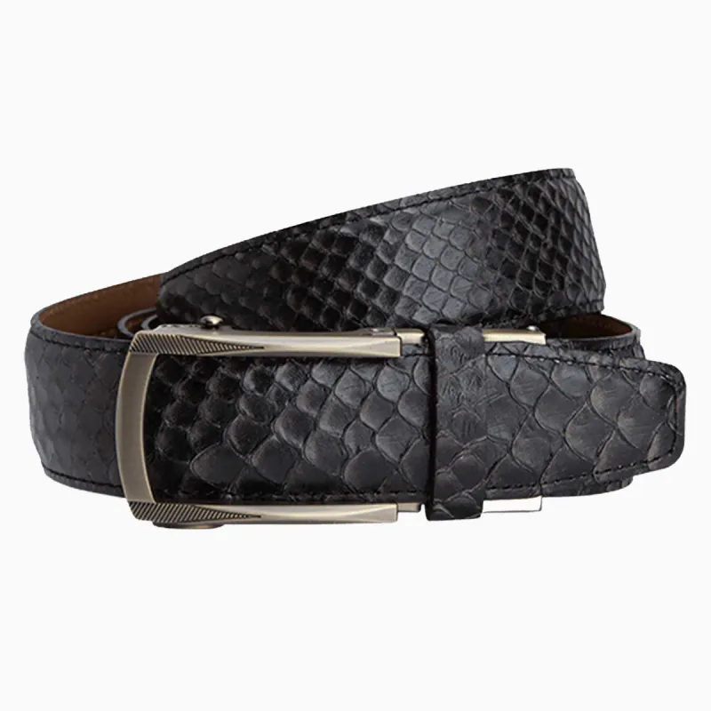 Serpent Black and Taupe, 1 3/8" Strap, Luxury Ratchet Belt sold by Nexbelt