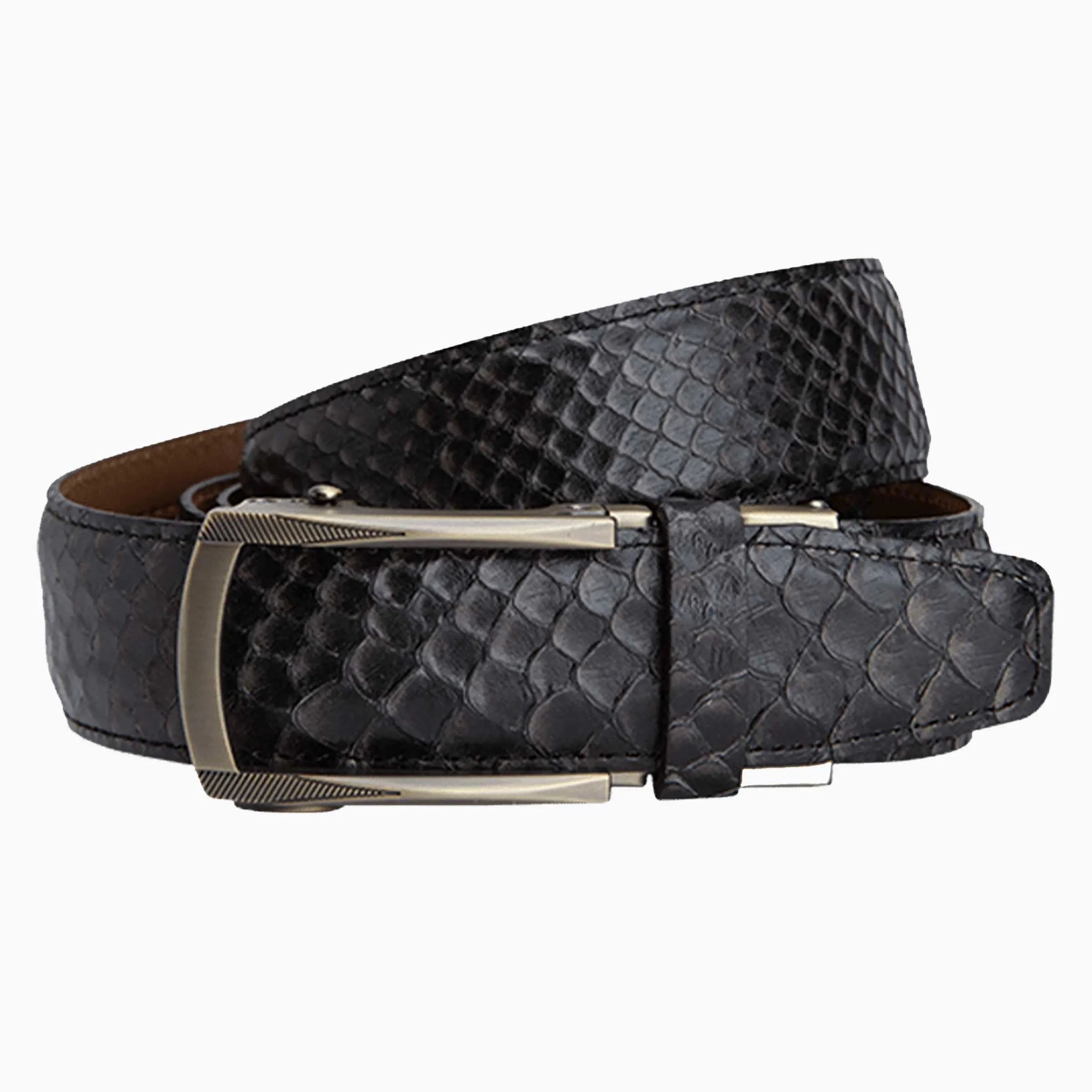 Serpent Black and Taupe, 1 3/8" Strap, Luxury Ratchet Belt sold by Nexbelt