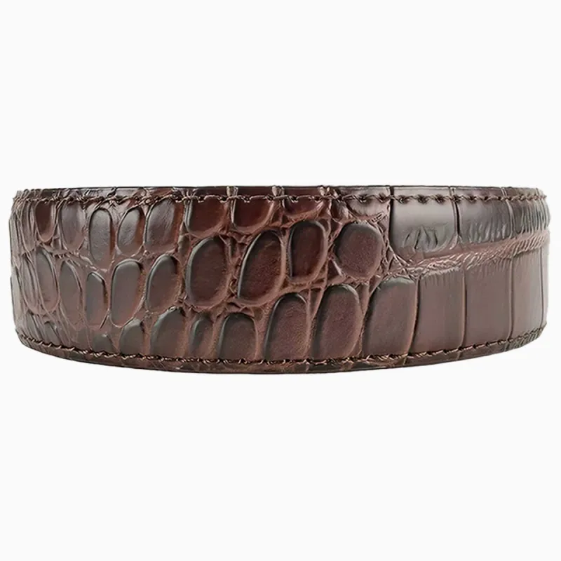 Alligator Embossed Coffee Leather Strap 1.38" [35mm] sold by Nexbelt