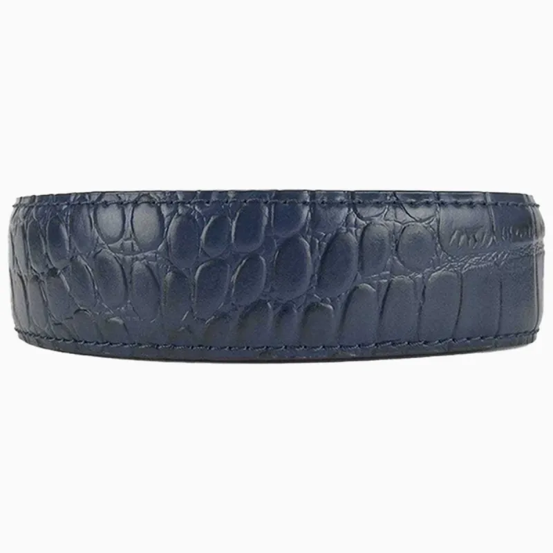 Alligator Embossed Navy Leather Strap 1.38" [35mm] sold by Nexbelt