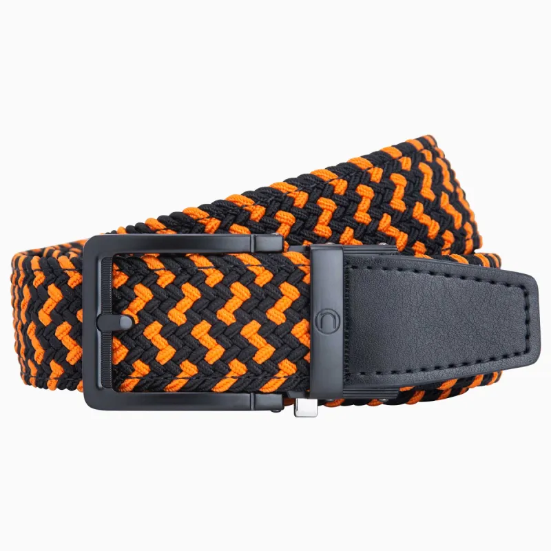 Braided Orange & Black Golf Ratchet Belt 1.38" [35mm] sold by Nexbelt