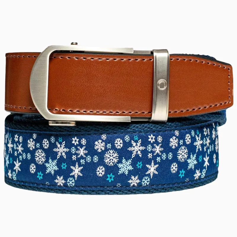 Hampton Snowflake Golf Ribbon Ratchet Belt 1.38" [35mm] sold by Nexbelt