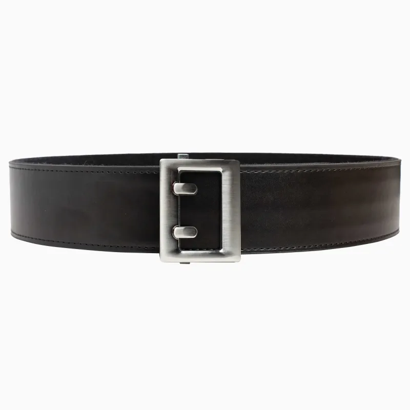 Black Leather Duty Ratchet Belt, Nickel Buckle, 2.25" [57 mm] sold by Nexbelt