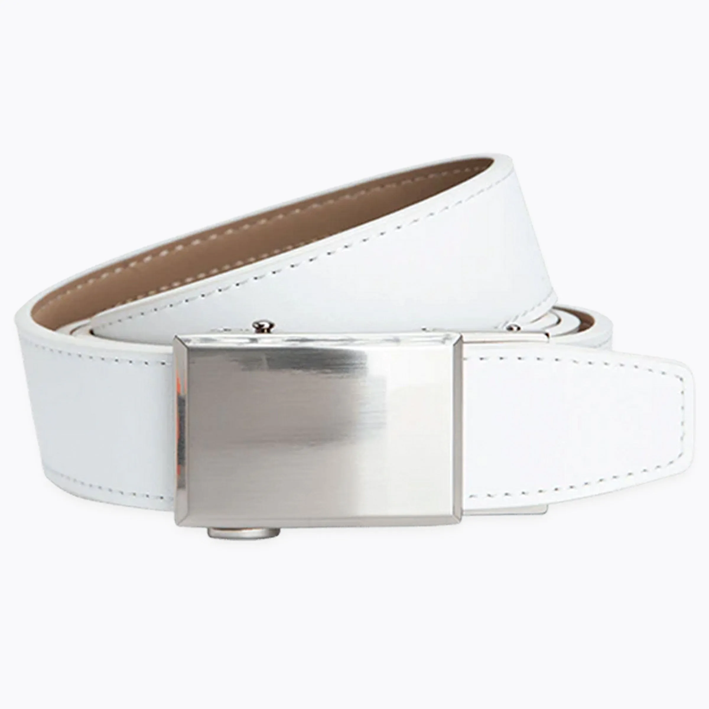 Shield V.3 White, 1 3/8" Strap, Custom Dress Belt sold by Nexbelt