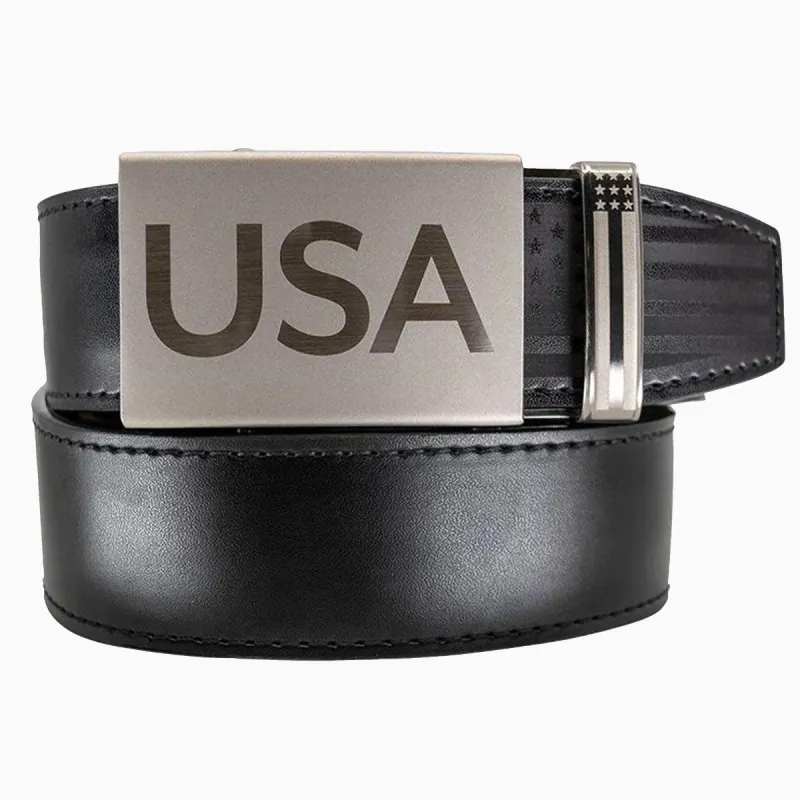 Super Patriot Black, 1 3/8" Strap, Dress Belt sold by Nexbelt