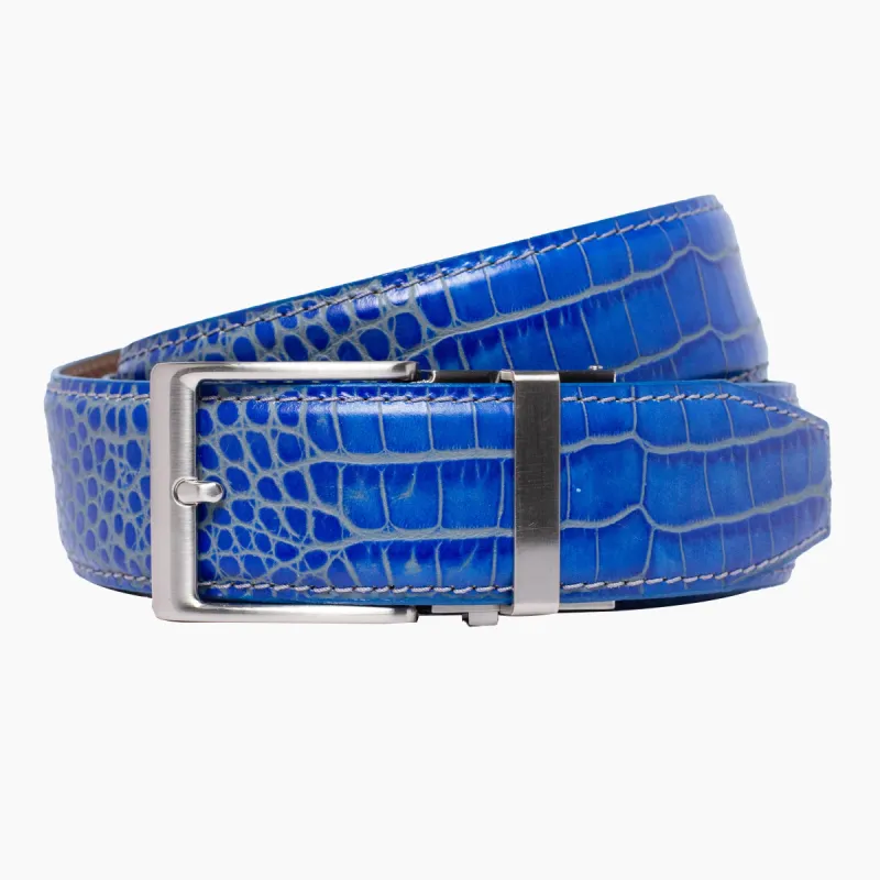 Crocodile Blue w/Grey Ratchet Belt 1.575" [40mm] sold by Nexbelt