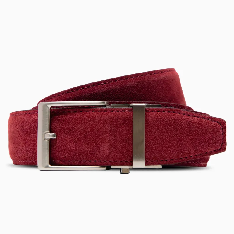 The Bordeaux Standard Suede Maroon Leather Dress Belt, 1.575" [40mm] made by Nexbelt