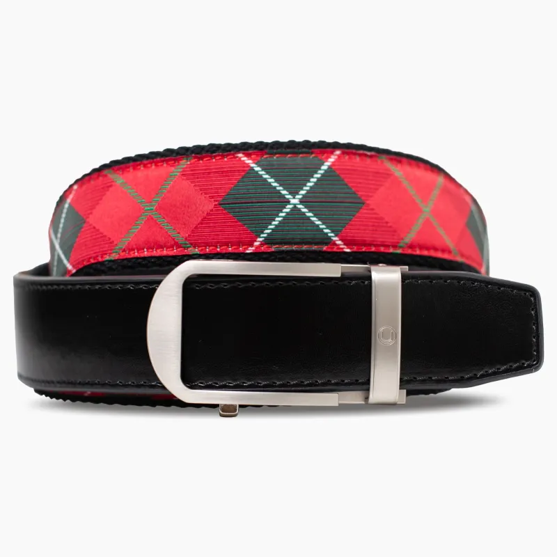 The Holiday Argyle Ribbon Ratchet Belt 1.38" [35mm] sold by Nexbelt