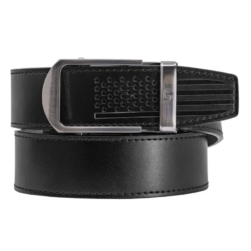 Smooth Black USA Flag Tip Belt Debossed sold by Nexbelt