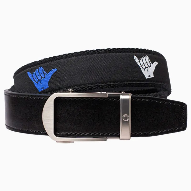 Hampton Shaka Red, White, & Blue Ribbon Ratchet Belt 1.38" [35mm] sold by Nexbelt