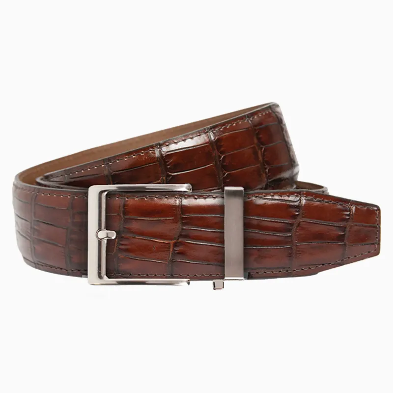 Crocodile Brown Luxury Ratchet Belt 1.575" [40mm] sold by Nexbelt