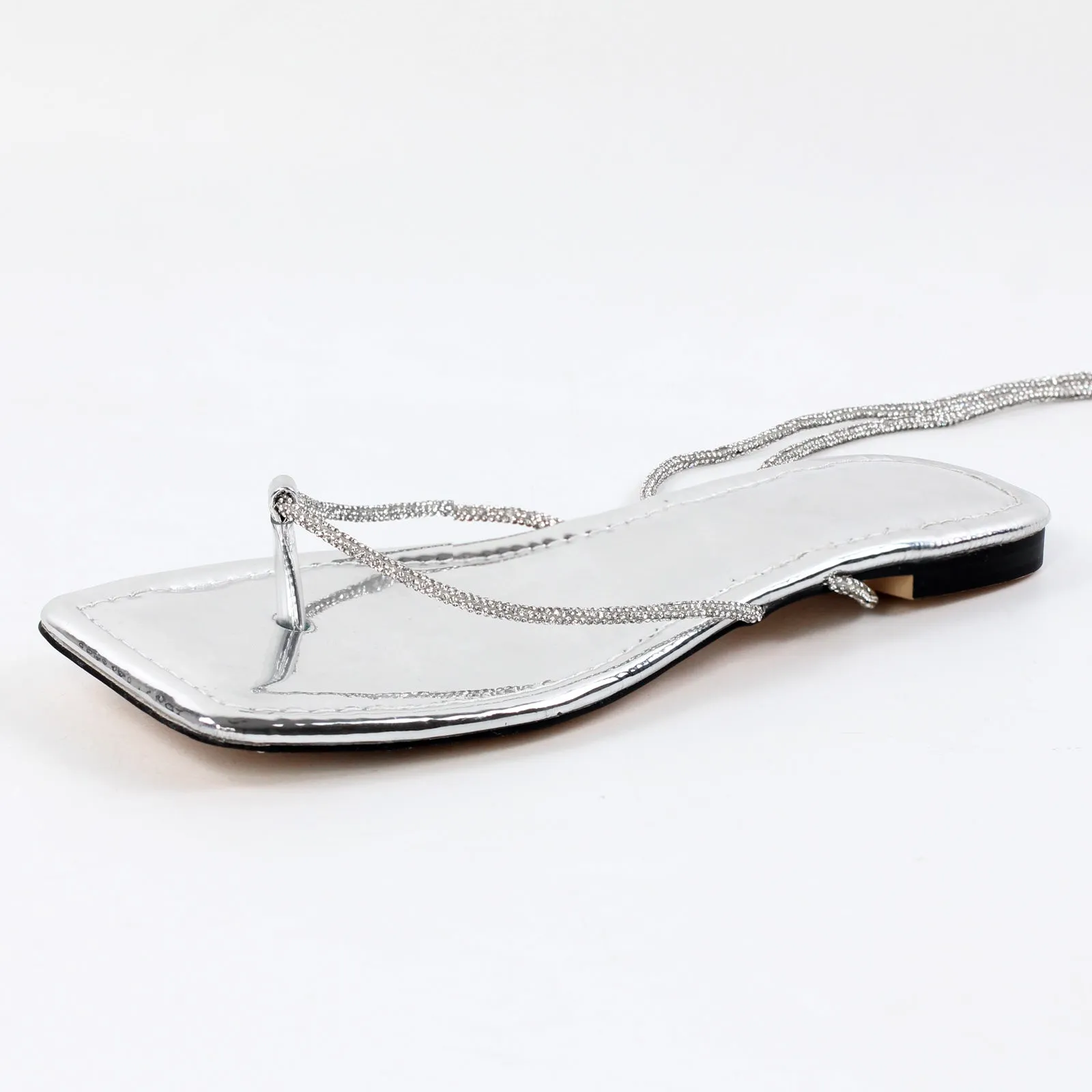Onlymaker Flats Silver Flip-Flops Lace-up Sandals sold by Onlymaker product image thumbnail 3