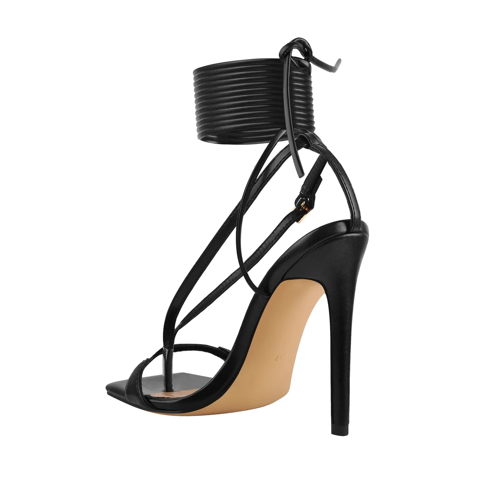 Square Toe Black Strap High Heel Stiletto Sandals sold by Onlymaker product image thumbnail 3