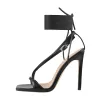 Square Toe Black Strap High Heel Stiletto Sandals sold by Onlymaker