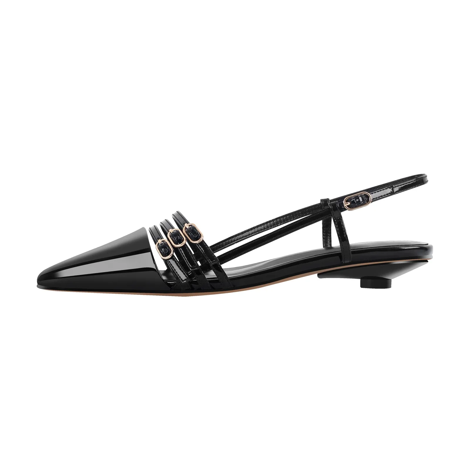 Pointed Toe Round Heel Hollow Buckle Slingback Flats sold by Onlymaker