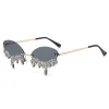 Rhinestone Tear Shape Rimless Sunglasses sold by Onlymaker