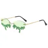 Rhinestone Tear Shape Rimless Sunglasses sold by Onlymaker