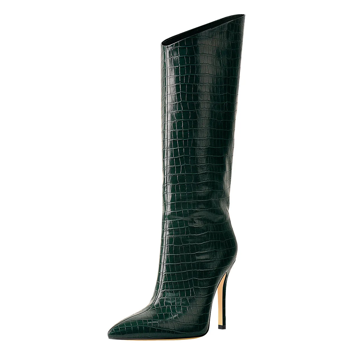 Green Stone Pattern High Heel Mid-Calf Boots sold by Onlymaker product image thumbnail 3