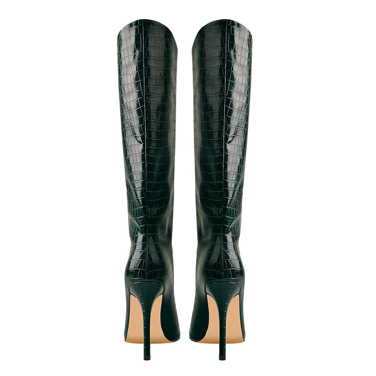 Green Stone Pattern High Heel Mid-Calf Boots sold by Onlymaker product image thumbnail 4
