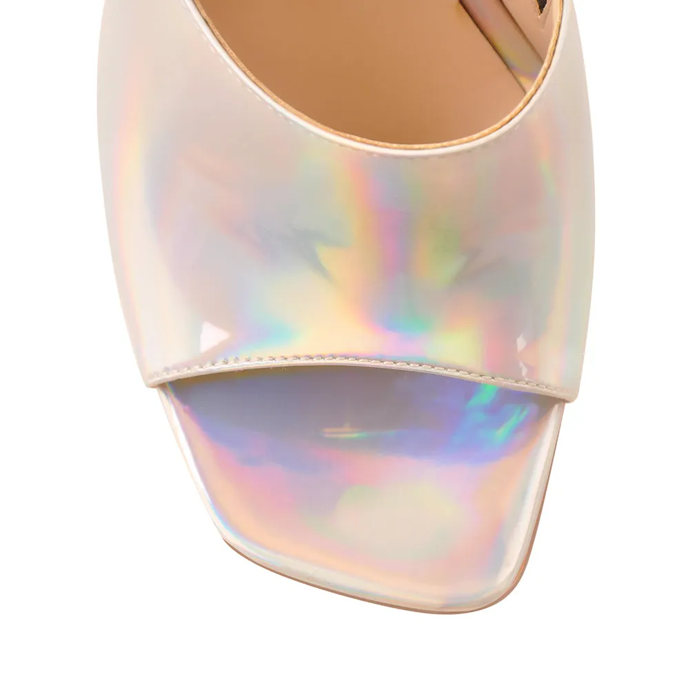 Holographic Transparent Tapered Heel Sandals Mules sold by Onlymaker product image thumbnail 3
