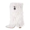 Fur Pointed Toe Chunky Heel Mid-Calf Boots sold by Onlymaker