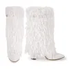 Fur Pointed Toe Chunky Heel Mid-Calf Boots sold by Onlymaker