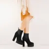Black Suede Chunky High Heel Ankle Boots sold by Onlymaker