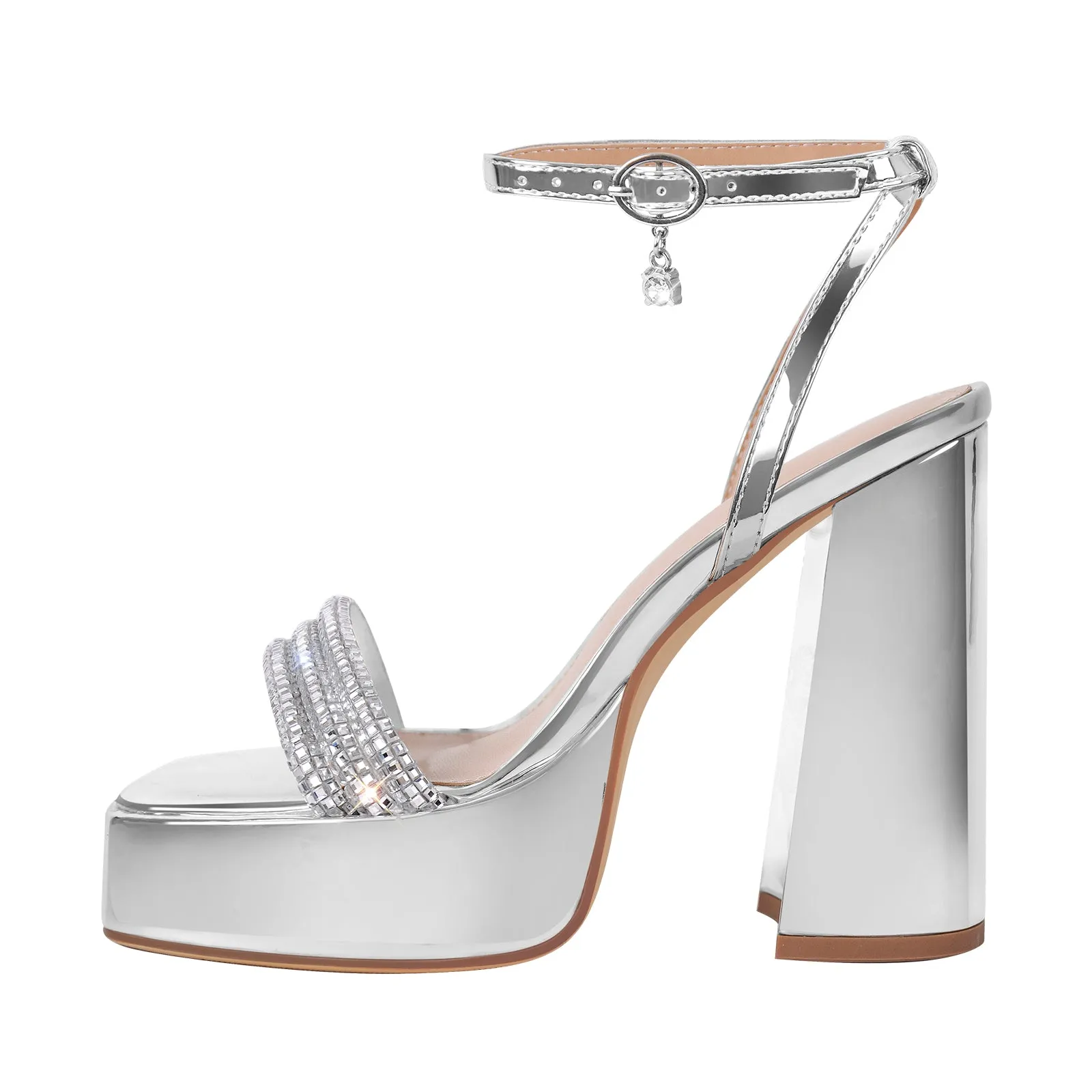 Open Toe Chunky Heel Rhinestone Straps Sandals sold by Onlymaker