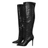 Stone Print Pointed Toe Stiletto Thigh High Boots sold by Onlymaker