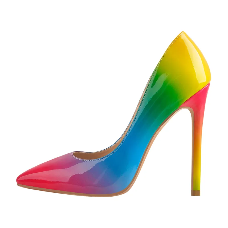Rainbow Pointed Toe Stilettos Pumps sold by Onlymaker