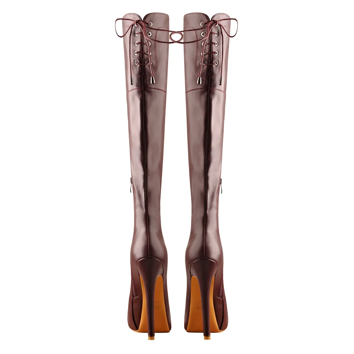 Faux Leather Round Toe Platform High Heels Over The Knee Boots sold by Onlymaker product image thumbnail 4