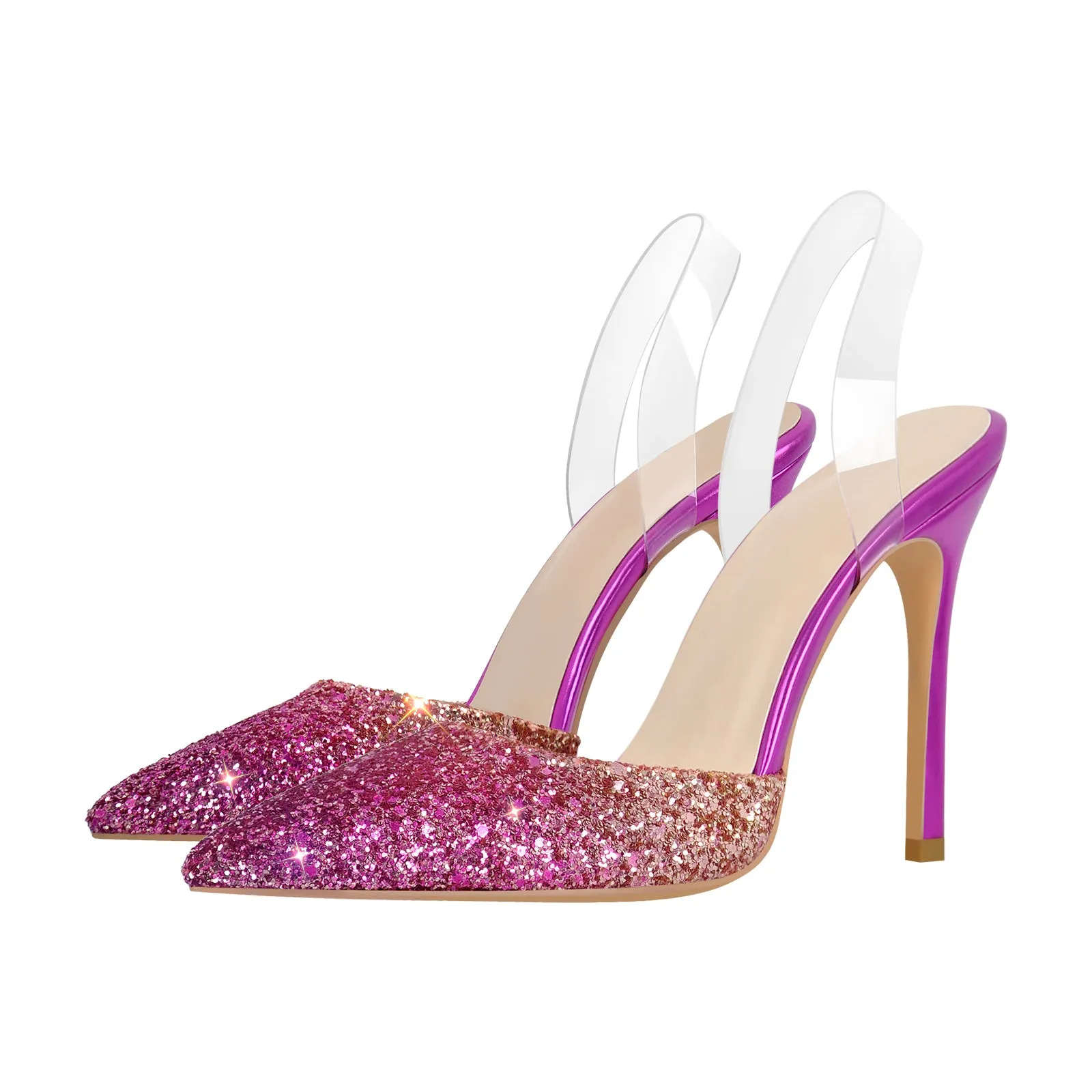 Pointed Toe Sequined Slingback Stiletto Pumps sold by Onlymaker product image thumbnail 2