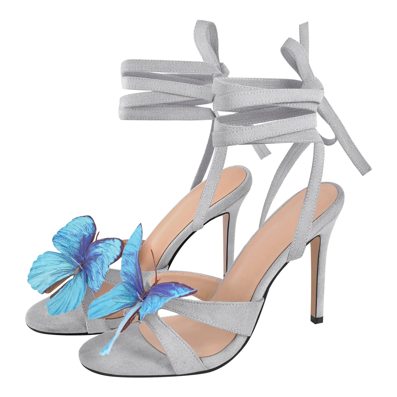 Butterfly Round Toe Lace-up Stiletto Sandals sold by Onlymaker