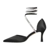 Black Chunky Heel Rhinestones Pumps sold by Onlymaker