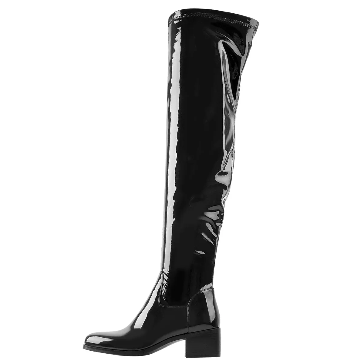 Black Patent Leather Over The Knee Boots sold by Onlymaker