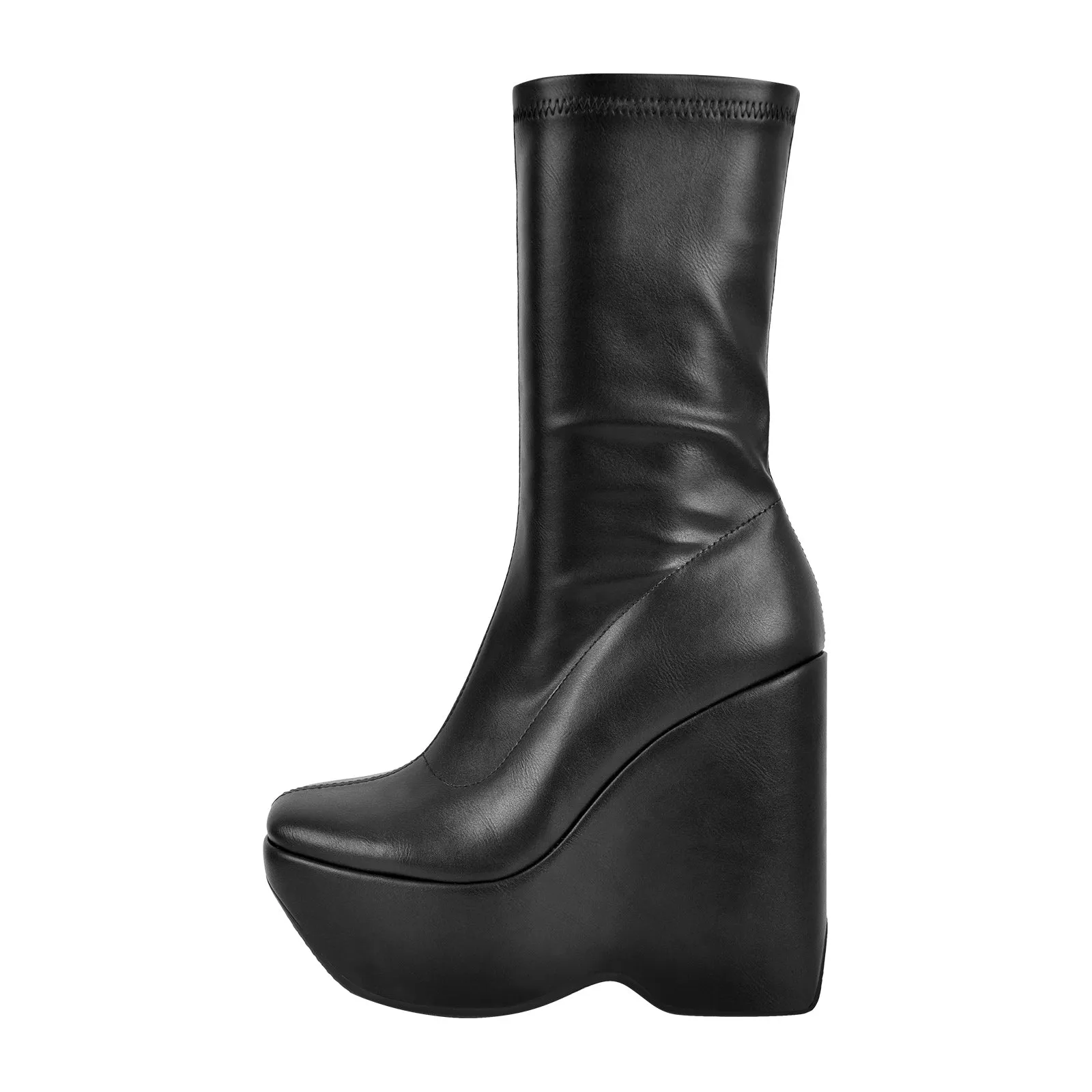 Black Platform Zip Up Mid-Calf Boots sold by Onlymaker