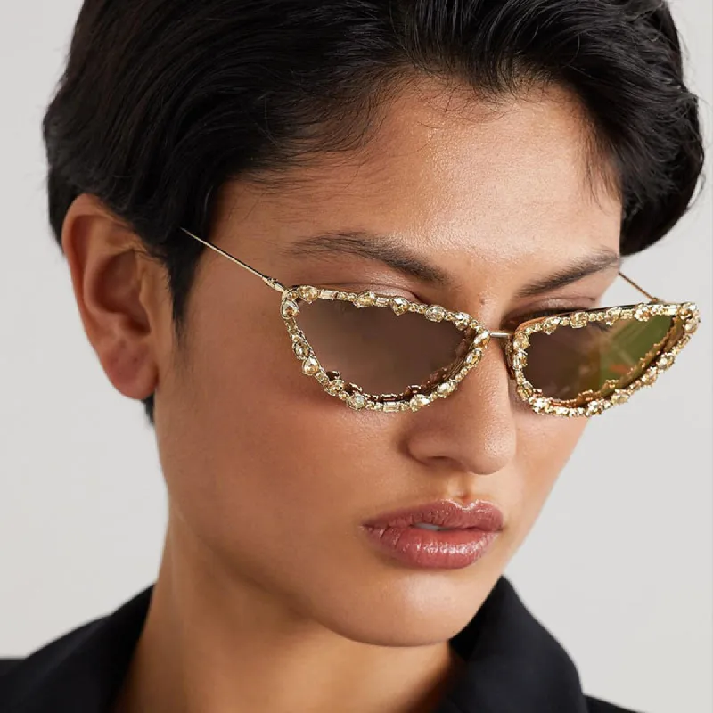Rhinestone Cat Eye Metal Frame Sunglasses sold by Onlymaker